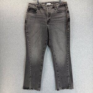 Good American Jeans Denim Straight Twist‎ Slit Gray Black Womens Size 12 / 31